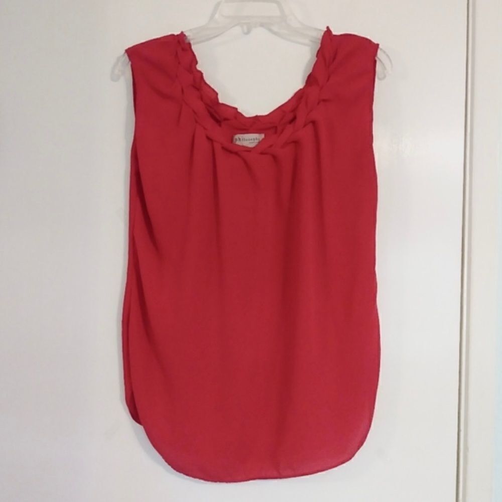 Philosophy Bright Red Braided Sleeveless Blouse